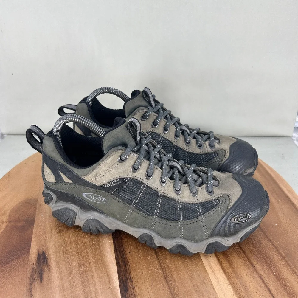 Oboz Firebrand II B-DRY Waterproof Hiking Shoes Mens 8 Gray Black Low Top